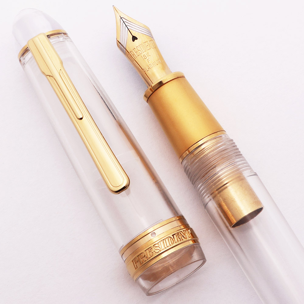 Platinum President Fountain Pen - Clear Demonstrator, Gold